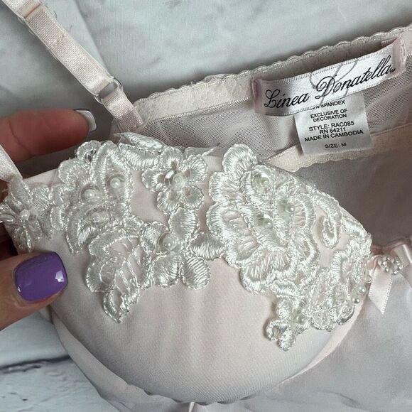 Linea Donatella Women's Lace Trim Chemise White Floral Size M - Picture 2 of 8